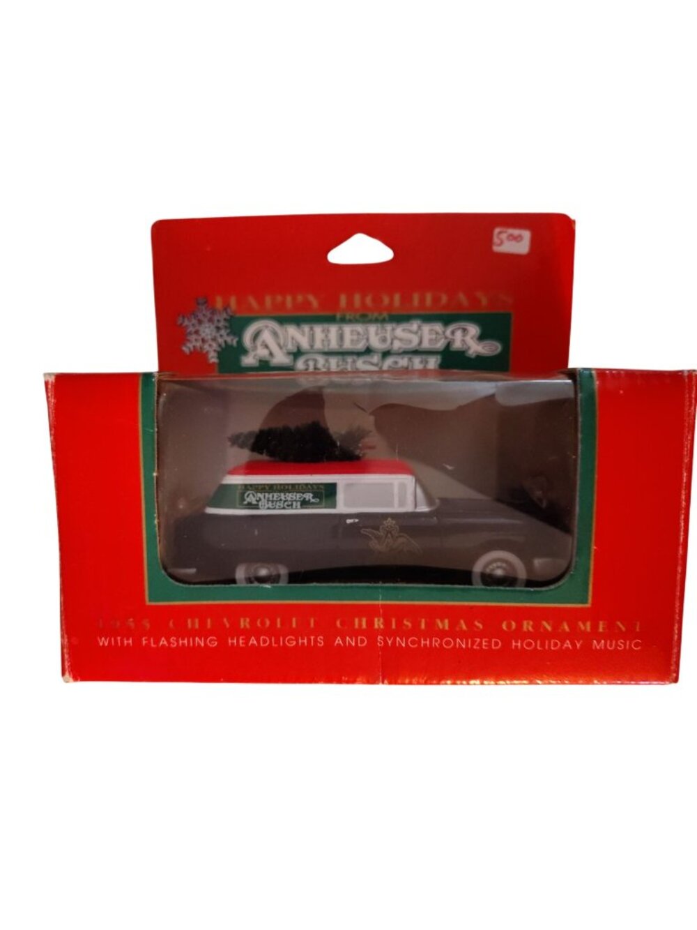 1955 Chevrolet Anheuser-Busch Christmas Ornament With Flashing Lights & Synchron
